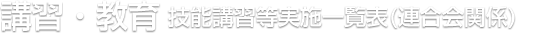 講習・教育 技能講習等実施一覧表（連合会関係）